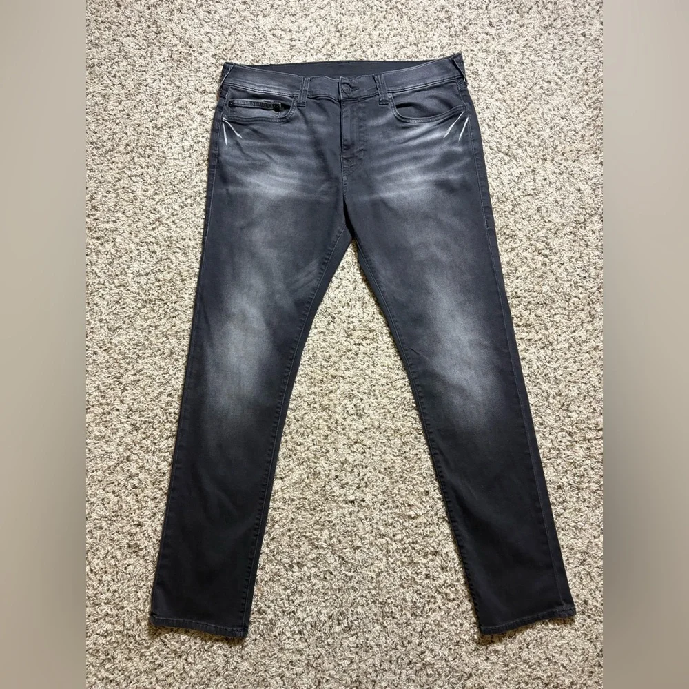 True Religion Men's Rocco Black Washed Jeans Size 36